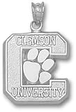 Clemson Tigers C with Paw Pendant - Sterling Silver Jewelry