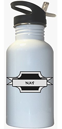 Nay - Surname White Stainless Steel Water Bottle Straw Top