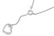 Sterling Silver Necklace - Dangling Heart with Clear CZ with 16in-18in Chain - 19mm Pendant Height
