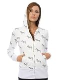 Primp The Zebra Zip Up Hoody in White,Sweatshirts for Women
