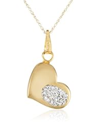 14K Yellow Gold Italian Cubic-Zirconia Sweetheart Pendant Necklace, 18"
