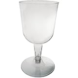 Party Essentials Hard Plastic Two Piece 5.5-Ounce Wine Glasses, 50-Count, Clear