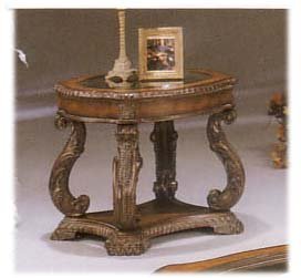 HAND CARVED ANTIQUE FINISH GLASS INLAY