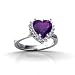 14K White Gold Genuine Heart Amethyst Ring