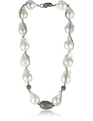 Jordan Alexander 16" White Pearl with Diamond Bead Necklace