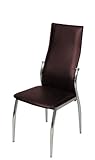 Set of 4 Metal Dining Chairs in Brown Finish