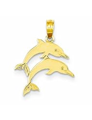 14K Gold Double Dolphins Pendant
