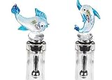 Art Glass Dolphin & Fish Wine Bottle Stoppers