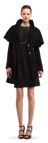 METALLIC WOOL CAPELET COAT