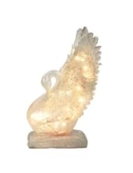 Home: Barcana 25.5-Inch Illuminated Fiberglass Ice Sculpture Swan Christmas Light - Barcana