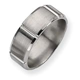 Titanium Grooved 8mm Brushed and Polished Band Ring - Size 8