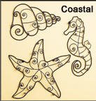 3 Sea Shell metal wire WALL ART hanging sculpture NEW