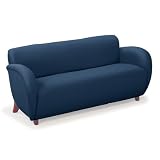 Curve AntiMicrobial Vinyl Sofa Ultramarine Key Largo Vinyl/Cherry Legs