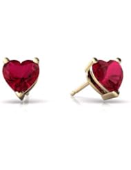 Created Ruby 14kt Yellow Gold Stud Earrings