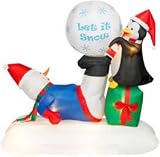 6 Ft. - Gemmy Christmas Airblown Inflatable - Animated Snowball Snowman & Penguin