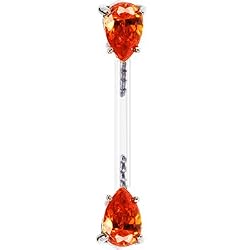 Orange Teardrop Cubic Zirconia Bioplast Intimate Piercing