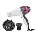Zoe ZO601BWDRY Polkadot Professional Hair Dryer with Concentrator and Diffuser, White and Black