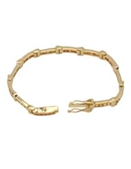 Gold Plated Silver 6.48 CTW Sapphire Women Bracelet. Length 7.25 in. Total Item weight 16.1 g.