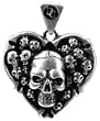 Heart with Skulls Pendant - Pewter - 1.5'' Height Heart with Skulls Pendant - Pewter - 1.5'' Height