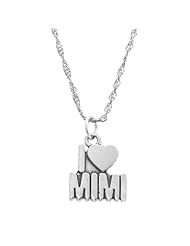 Sterling Silver I Love Mimi Grandmother Charm with Thin Singapore Chain Necklace