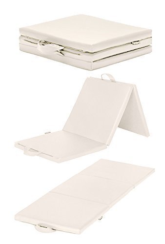 White Faux Leather 2 inch thick Folding Play Gymnastics Training Crash Safety Mat - 2ft x 6ft White Faux Leather 2 inch thick Folding Play Gymnastics Training Crash Safety Mat - 2ft x 6ft