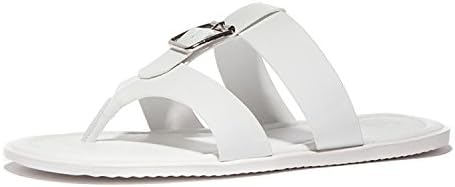MENSU Men's Fashion Flip-Flop Leather Sandals Shower Beach Shoe Slip On white 8.5 D(M)US