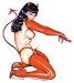 Olivia Deberardinis Sexy Kneeling Devil Bettie Page Pinup Car Sticker Decal Image