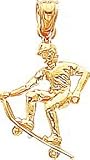14K Gold 3D Skateboarder Charm Skateboarding Pendant