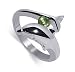 Sterling Silver Round Shaped Peridot Gemstone Polished Finished 4mm Wide Band Dolphin Ring Size 4.5, 5, 5.5, 6, 6.5, 7.5, 8, 8.5, 9, 10