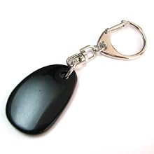 Gemstone ANTI-STRESS WORRY STONE Keychain ~ OBSIDIAN