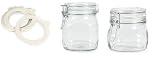 Bormioli Rocco Fido Italian Glass Jar Facet Set of .5 Liter, 1 Liter Jars and 6 Replacement Gaskets