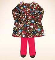 2 Piece Cotton Rich Floral Print Dress Tights Outfit
