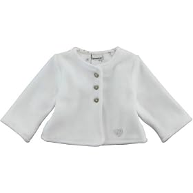 3pommes Velour Cardigan (White, Girls, 3 Months)