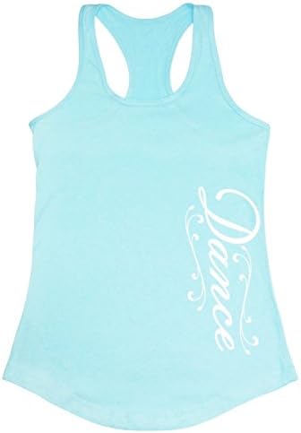 Zone Apparel Dance Women's Dance Script Relaxed Racerback Tank Top Medium Island Blue
