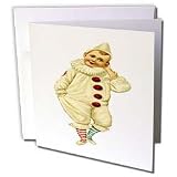 Florene Childrens Art II - Pierrot - Vintage Clown - Greeting Cards-12 Greeting Cards with envelopes