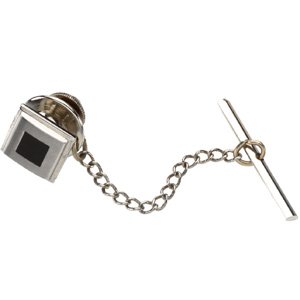 Mens Stainless Steel and Black Enamel Tie Tac