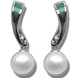 .01 CT 6MM PEARL WITH OPAL INLAY WHITE GOLD EARRING