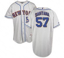 Johan Santana Grey Majestic MLB Road Authentic New York Mets Jersey
