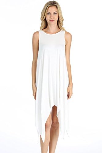 Le More Women's Sleeveless Round Neck Raw Edge Maxi Dress Small Off White