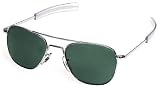 American Optical Flight Gear Original Pilot Sunglasses, Silver Frame, Bayonet Temple, True 32201
