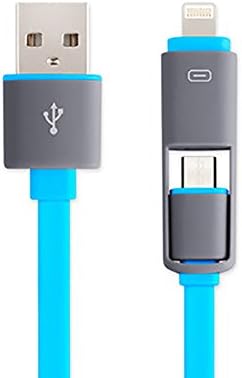 POLANFO 2 in 1 Dual Universal Micro USB Charging Cord &amp; Data Cable for Android and IOS for Apple iPhone 6 / 6 Plus / 5 / 5S / 5C, iPad, iPod, Samsung, HTC, Android, and all micro USB phones (Blue)