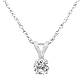 14K White Gold .25ct Diamond Solitaire Pendant