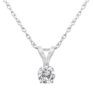 14K White Gold Diamond Solitaire Pendant (.25ct)