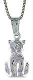 Sterling Silver Small Hollow Cat Charm