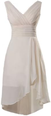 PTR Women's V-Neck Short Dresses M Cream