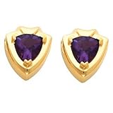 14K Yellow Gold Amethyst Earrings