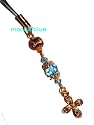 Gold Tone Cell Phone Charm with Swarovski Crystal - Blue