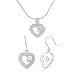 Sterling Silver CZ Heart Necklace and Earrings Set