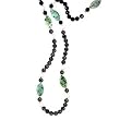 14k Gold, Black Agate, Jasper & White Jade 38" Beaded Necklace