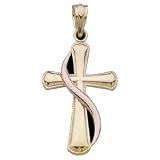 14Ky/Rose Cross Pendant With S 14K Yellow Gold 25.00 X 15.00 M